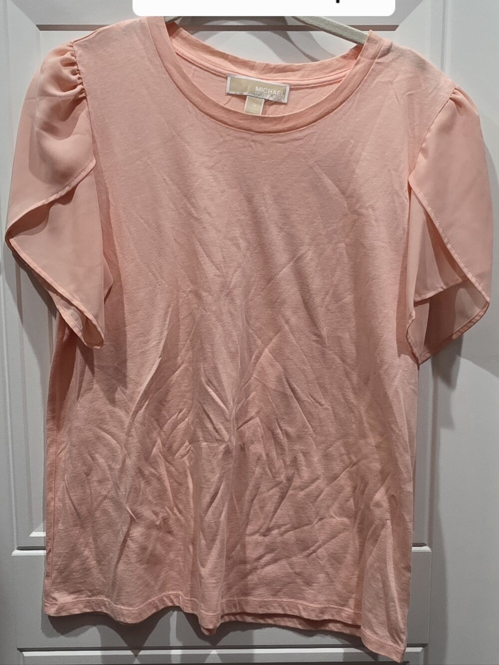 Michael Kors Light Peach Short Sleeve Top with Flutter Sleeves